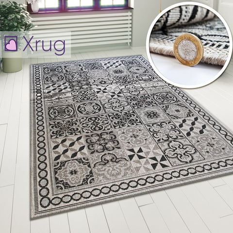 Grey Trellis Rugs Kitche Dining Room Flat Weave Woven Rugs Area Mats Polypropelene Plastic Rugs Hard Wearing