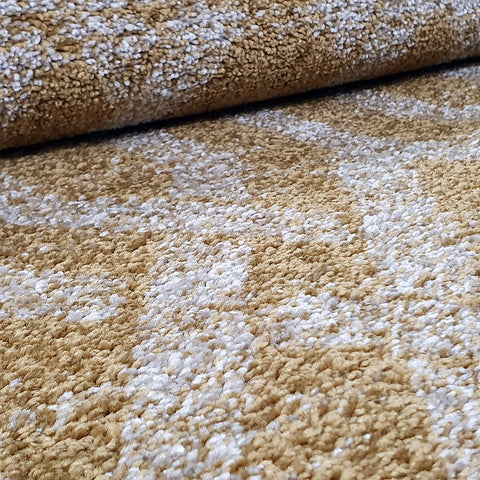 Modern Rugs Grey Yellow Gold Trellis Abstract Patterned Carpet Small Large Area Mat Woven Friese Soft Polypropylene Living Dining Room Bedroom Lounge 70x140 120x170 160x220 New