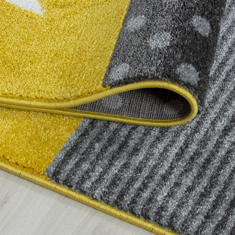 Kids Star Rug Yellow Grey Baby Nursery Play Carpet Childrens Bedroom Floor Mats