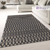 Modern Rug Flat Weave Geometric Trellis Black Grey Brown Indoor Kitchen Mat New