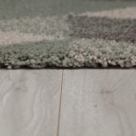 Mint Green Grey Rug Modern Thick Pile Geometric Mat Small X Large Bedroom Carpet