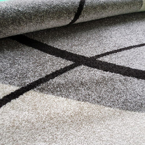 Modern Abstract Rug Grey Ivory Designer Carpet Small Large Living Room Floor Mat