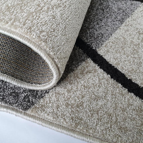 Modern Abstract Rug Grey Ivory Designer Carpet Small Large Living Room Floor Mat