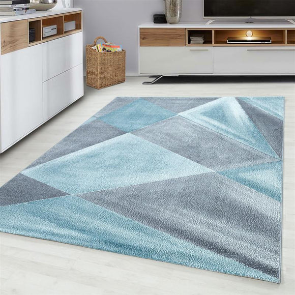 Grey Blue Rug Modern Designer Abstract Geometric Patterned Small X Large Room Runner Hallway Carpet Living Room Bedroom Area Lounge Mats Woven Polypropylene Heatset Short Low Pile 120x170 200x290 160x230 80x150