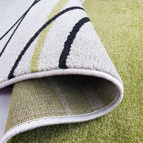 Modern Designer Rug Lime Green Ivory Abstract Pattern Carpet Bedroom Lounge Mat