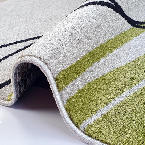 Modern Designer Rug Lime Green Ivory Abstract Pattern Carpet Bedroom Lounge Mat