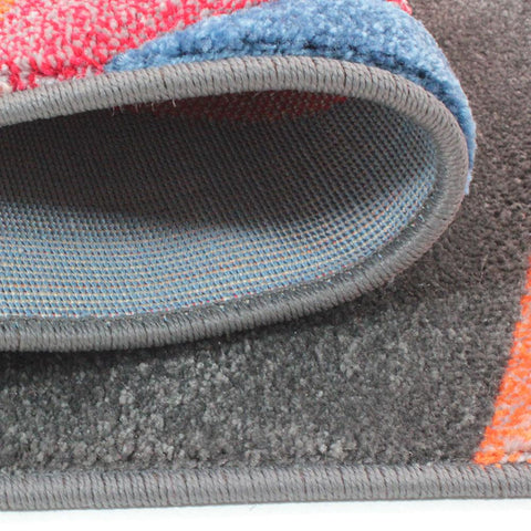 Modern Multi Coloured Rug Abstract Contour Cut Pattern Carpet Small Room Mat New