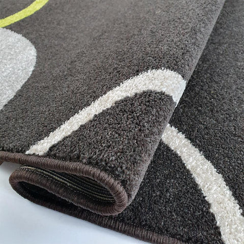 Modern Rug Abstract Pattern Dark Brown Grey Green Carpet Small Large Bedroom Mat