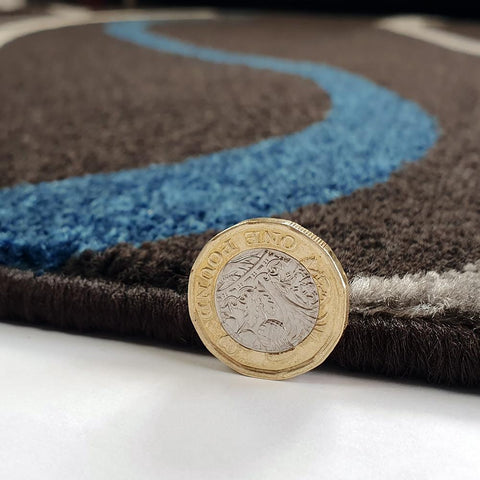 Modern Rug Dark Brown Blue Cream Abstract Pattern Carpet Small Large Bedroom Mat