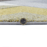 Modern Rug Mustard Grey Yellow Hand Carved Pattern Mat Geometric Bedroom Carpet