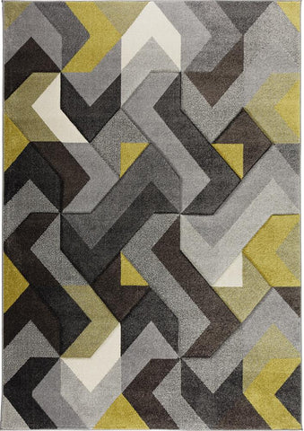 Modern Rug Mustard Grey Yellow Hand Carved Pattern Mat Geometric Bedroom Carpet