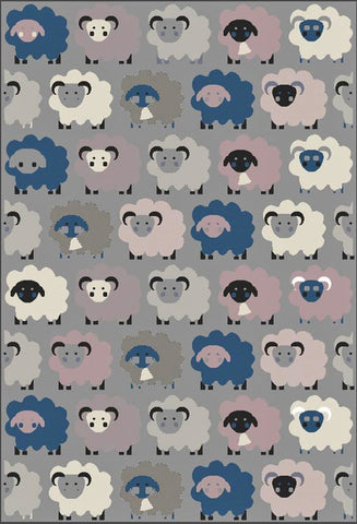 Modern Rugs Grey Blue Pink Sheep Pattern Carpet Small Large Living Room Area Mat