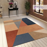 Modern Rug Geometric Navy Blue Beige Teraccota Large Small Thick Carpet Area Mat