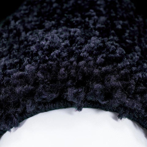 Navy Blue Fluffy Rug Deep Pile Shaggy Modern Pattern Round Mat Bedroom Lounge Carpet