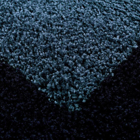 Navy Blue Fluffy Rug Deep Pile Shaggy Modern Pattern Round Mat Bedroom Lounge Carpet