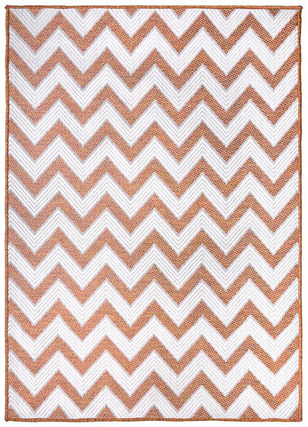 Outdoor Garden Rug Terracotta White Cream Zig Zag Carpet Small Large Indoor Mat