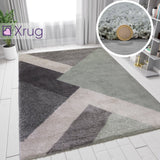 Pale Green Grey Modern Rug Geometric Thick Pile Carpet New Living Room Area Mat