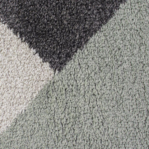 Pale Green Grey Modern Rug Geometric Thick Pile Carpet New Living Room Area Mat