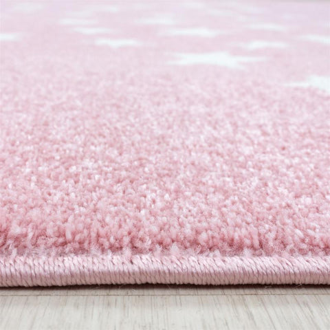 Kids Animal Rug Pink Cream White Stars Pattern Childrens Bedroom Play Room Floor Mat Baby Nursery Girls Boys Unisex Stars Carpet Small Large 120x170 160x230 80x150 120 160 Round Polypropylene Friese Short Low Pile