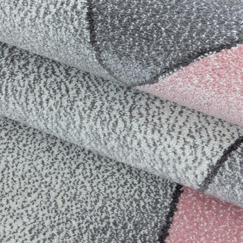 Grey Pink Black Rug Modern Designer Abstract Geometric Patterned Small X Large Room Runner Hallway Carpet Living Room Bedroom Area Lounge Mats Woven Polypropylene Heatset Short Low Pile 120x170 200x290 160x230 80x150
