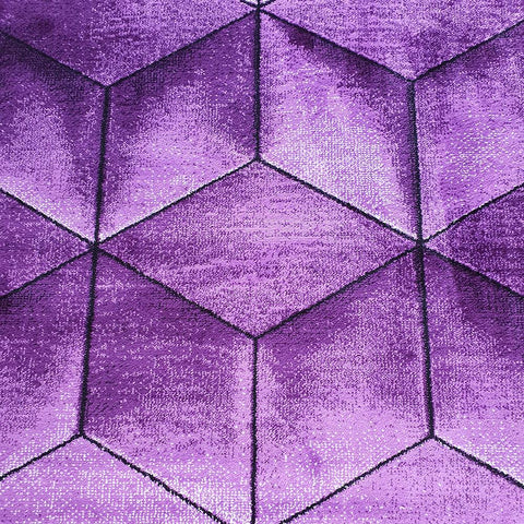 Purple Rug Geometric Patterned Rugs New 3D 80 x 150 120 x 170 160 x 230 200 x 290 Carpet Small Extra Large XL Living Room Bedroom Area Lounge Mats Woven Polypropylene Heatset Short Low Pile Hallway Runner 