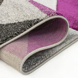 Purple and Grey Rug Abstract Hand Carved Pattern Carpet Small X Large Room Mat