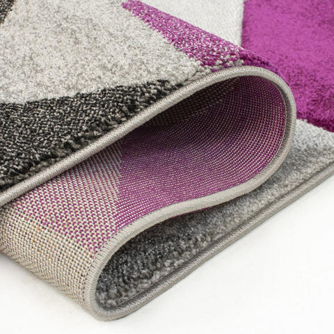 Purple and Grey Rug Abstract Hand Carved Pattern Carpet Small X Large Room Mat
