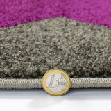 Purple and Grey Rug Abstract Hand Carved Pattern Carpet Small X Large Room Mat