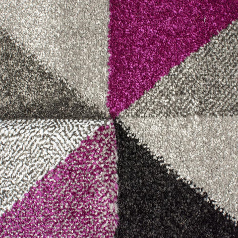 Purple and Grey Rug Abstract Hand Carved Pattern Carpet Small X Large Room Mat