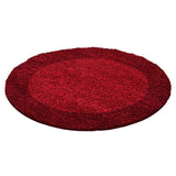 Red Rug Modern Border Design Fluffy Shaggy Floor Mat High Pile Room Hall Carpets