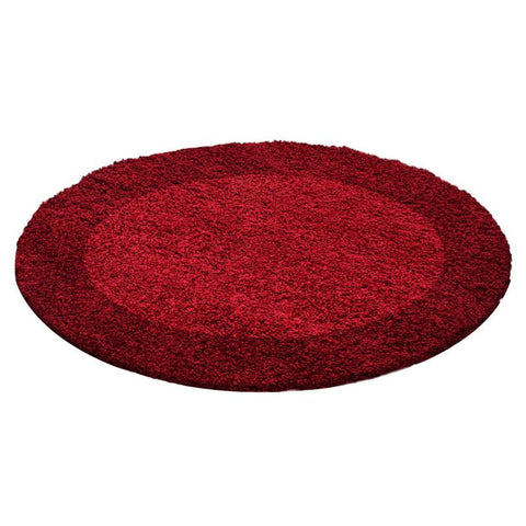 Red Rug Modern Border Design Fluffy Shaggy Floor Mat High Pile Room Hall Carpets