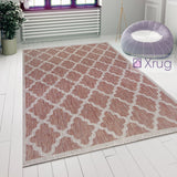 Red and Beige Rug Flat Woven Outdoor Garden Carpet Hard Wearing Floor Runner Mat