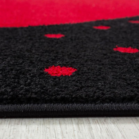 Kids Rug Red Black Heart Pattern Childrens Bedroom Play Room Floor Mat Baby Nursery Girls Boys Unisex Stars Carpet Small Large 120x170 160x230 80x150 120 160 Round Polypropylene Friese Short Low Pile