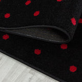 Kids Rug Red Black Heart Pattern Childrens Bedroom Play Room Floor Mat Baby Nursery Girls Boys Unisex Stars Carpet Small Large 120x170 160x230 80x150 120 160 Round Polypropylene Friese Short Low Pile