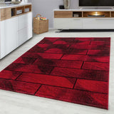 Red Black Brick Wall Rug Modern Designer Abstract Geometric Patterned Small X Large Room Runner Hallway Carpet Living Room Bedroom Area Lounge Mats Woven Polypropylene Heatset Short Low Pile 120x170 200x290 160x230 80x150