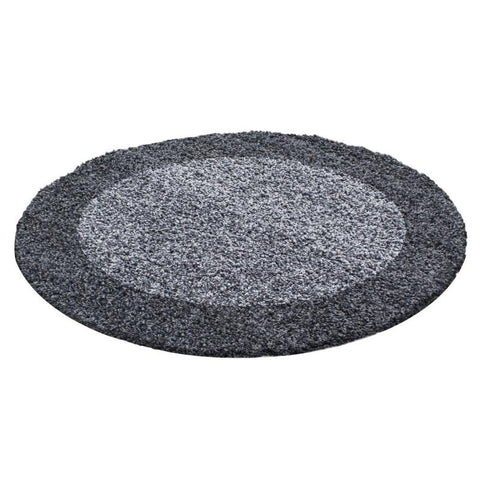 Shaggy Rug Grey Fluffy Border Design Mat Long Pile Small X Large Bedroom Carpet