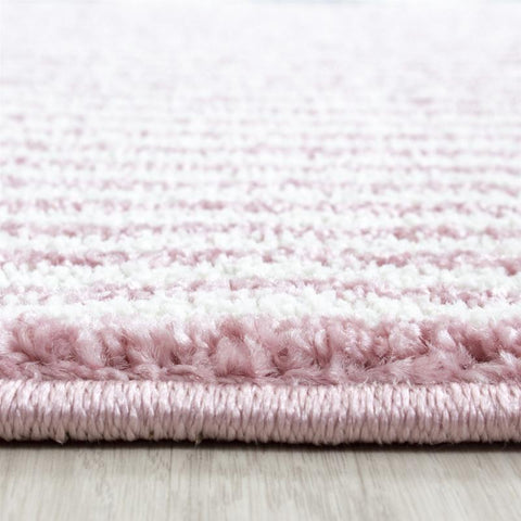 Star Nursery Rug Girls Pink Grey Bedroom Mat Modern Kids Childrens Round Carpet