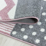 Star Nursery Rug Girls Pink Grey Bedroom Mat Modern Kids Childrens Round Carpet