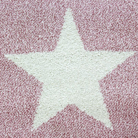 Star Nursery Rug Girls Pink Grey Bedroom Mat Modern Kids Childrens Round Carpet