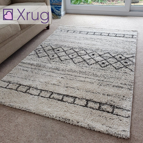 Modern Rug Cream White for Living Room Bedroom 120x170cm Thick Pile Rug Mat Carpet