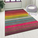 Wool Rugs Multi Colour Striped Pattern Carpet Small X Large Bedroom Runner Mat