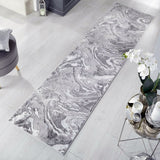 Modern Grey Rug Silver Light Grey Dark Grey White Abstract Pattern Marble Design Short Soft Pile Carpet Polypropylene Bedroom Living Room Lounge Runner Woven Hallway Mat Contemporary Floor New Area Small Extra Large 60x230cm 120x170cm 160x230cm 200x290cm 240x340cm