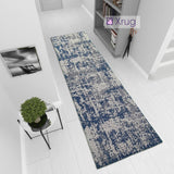 Cotton Rug Navy and Grey Flatweave Mottled Small Extra Large XL Woven Mat Living Room Bedroom Carpet Abstract Oil Painting Pattern