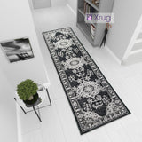 Cotton Washable Rug Runner Black Grey Oriental Carpet 3m Long Hallway Runner Natural 75x300cm