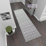 Cotton Rug Runner  Machine Washable Cream Grey Moroccan Hall Hallway Long Carpet Flat Weave Area Mat 