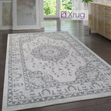 Grey Oriental Rug 100% Cotton Small Extra Large Flatweave Washable Carpet Living Room Bedroom Mat