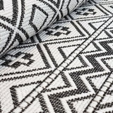 Indoor Outdoor Reversible Rug Black and White Cream Aztec Geometric Pattern Large Patio Garden Mats