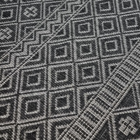 Indoor Outdoor Reversible Rug Black and White Cream Aztec Geometric Pattern Large Patio Garden Mats