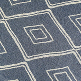 Modern Navy Blue Cream Runner Rug Geometric 100% Cotton Washable Woven Hallway Hall Flat Weave Carpet Natural Diamond Patterned Mat - 75x300cm Living Room Bedroom Floor Area Mat Contemporary