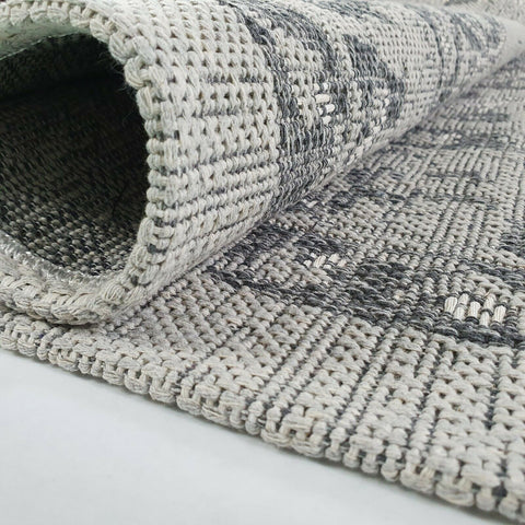 Modern Light Grey Dark Grey Anthracite Oriental Vintage Rug Runner 100% Cotton Natural Hallway Hall Flat Weave Carpet Washable Natural Woven Mat - 75x300cm Living Room Bedroom Floor Area Mat Contemporary